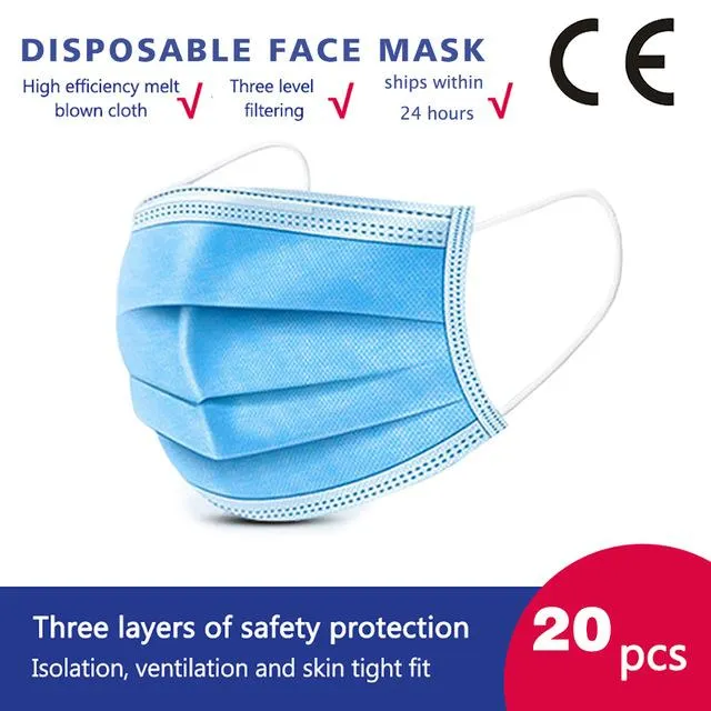 10 Pcs/bag High Quality 3 Layers Disposable Face Masks Anti-Dust Meltblown Cloth Masks Protection Face Mask Protective Dust Filter Safety Mask