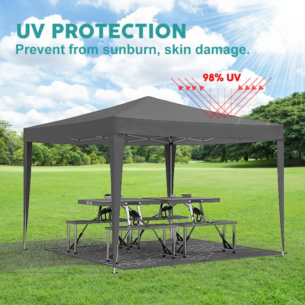 10'X10' Folding Canopy With 4 Removable Sidewalls Outdoor Event Shelter UPF 50  Gazebo Portable Tents For Parties Beach Camping Wedding Ez Pop Up Canopy 4 Pieces Weight Bag   Carry Bag