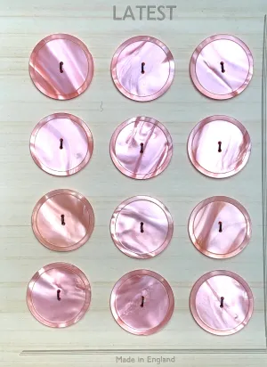 12 Vintage Moonglow Lucite Silvery Pink 3.2cm Buttons - Made in England