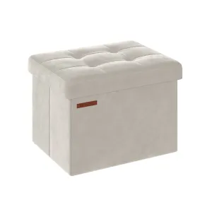 12.2" x 16.1" x 12.2" Foldable Storage Ottoman Bench Cream White