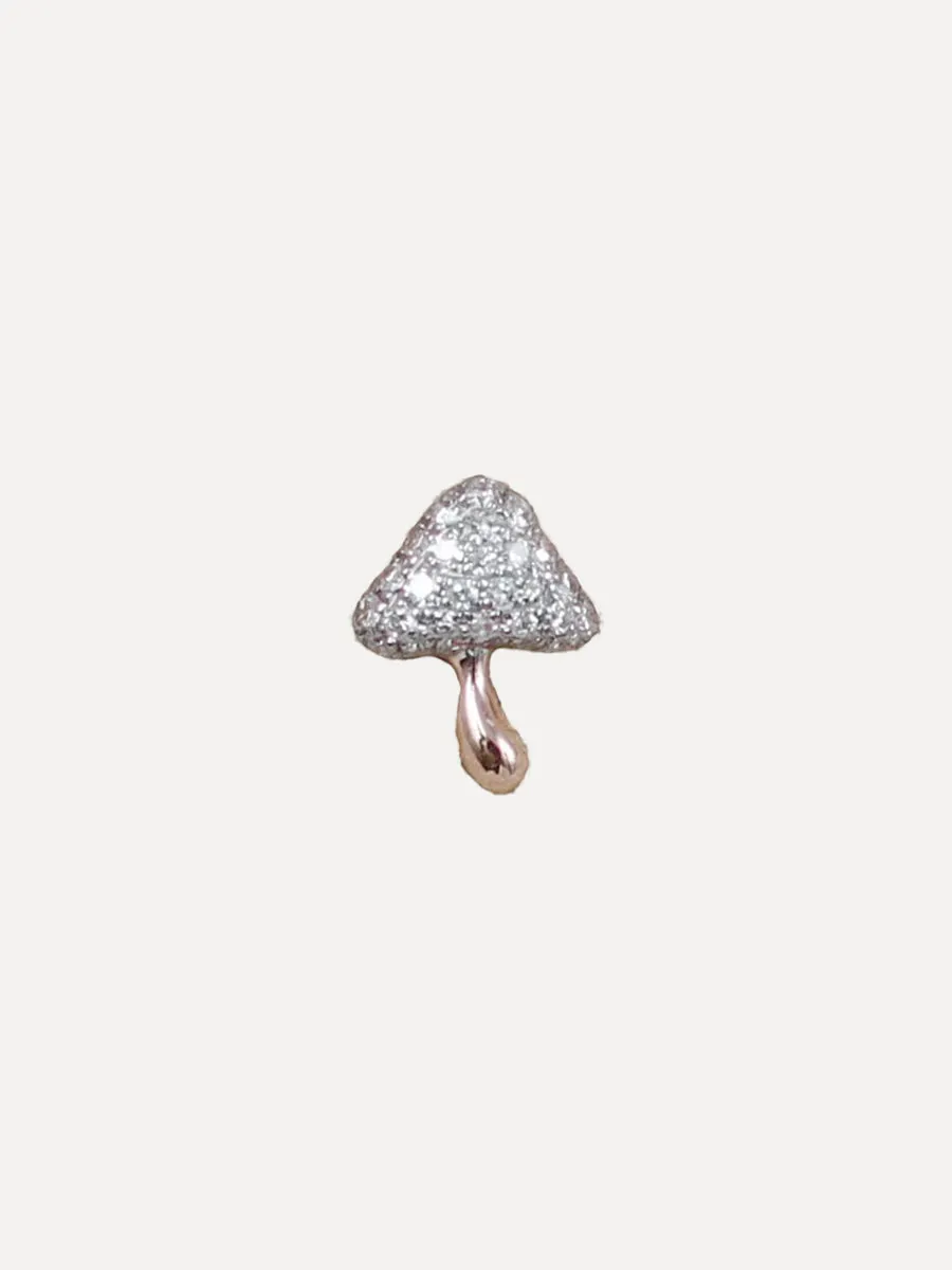 14K Diamond Mini Mushroom Stud