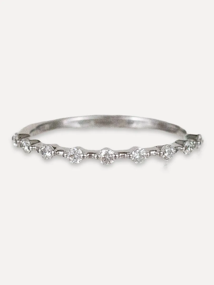 14K Diamond Thin Nine Row Nine Band