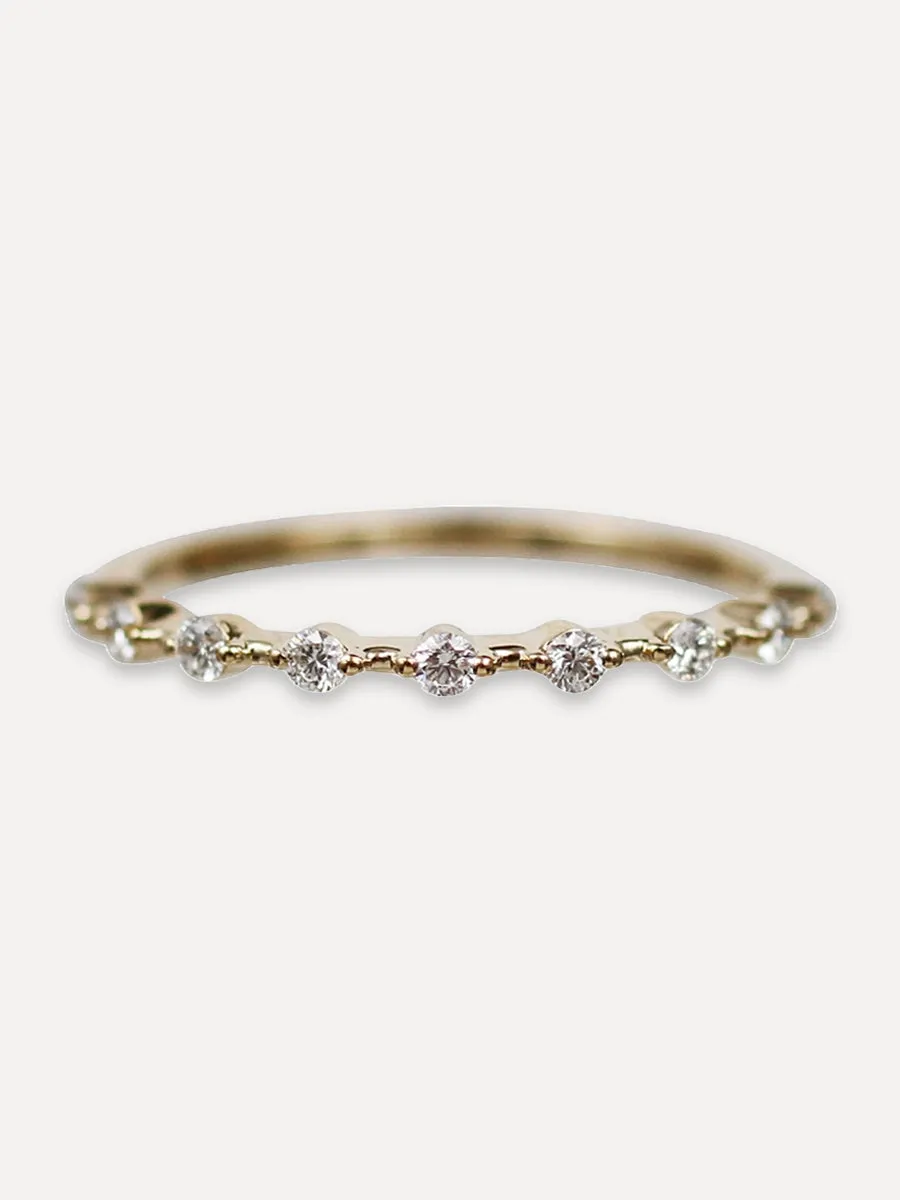 14K Diamond Thin Nine Row Nine Band