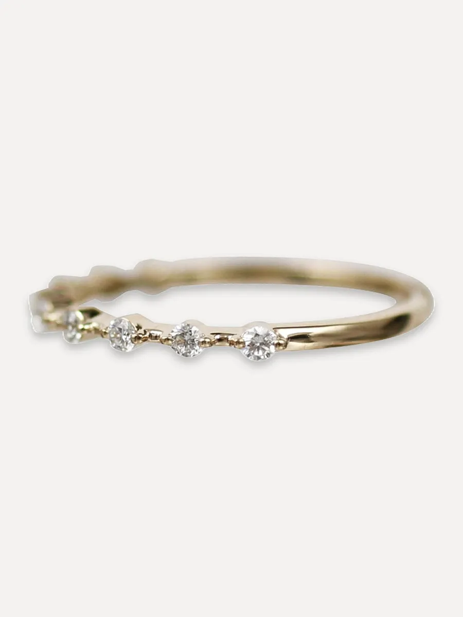 14K Diamond Thin Nine Row Nine Band