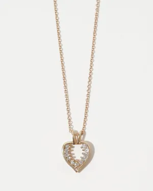 14k Gold Chain Necklace w/ Diamond Heart Charm