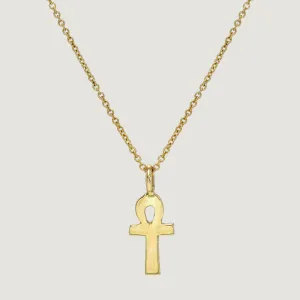 14k Mini Ankh Charm Necklace