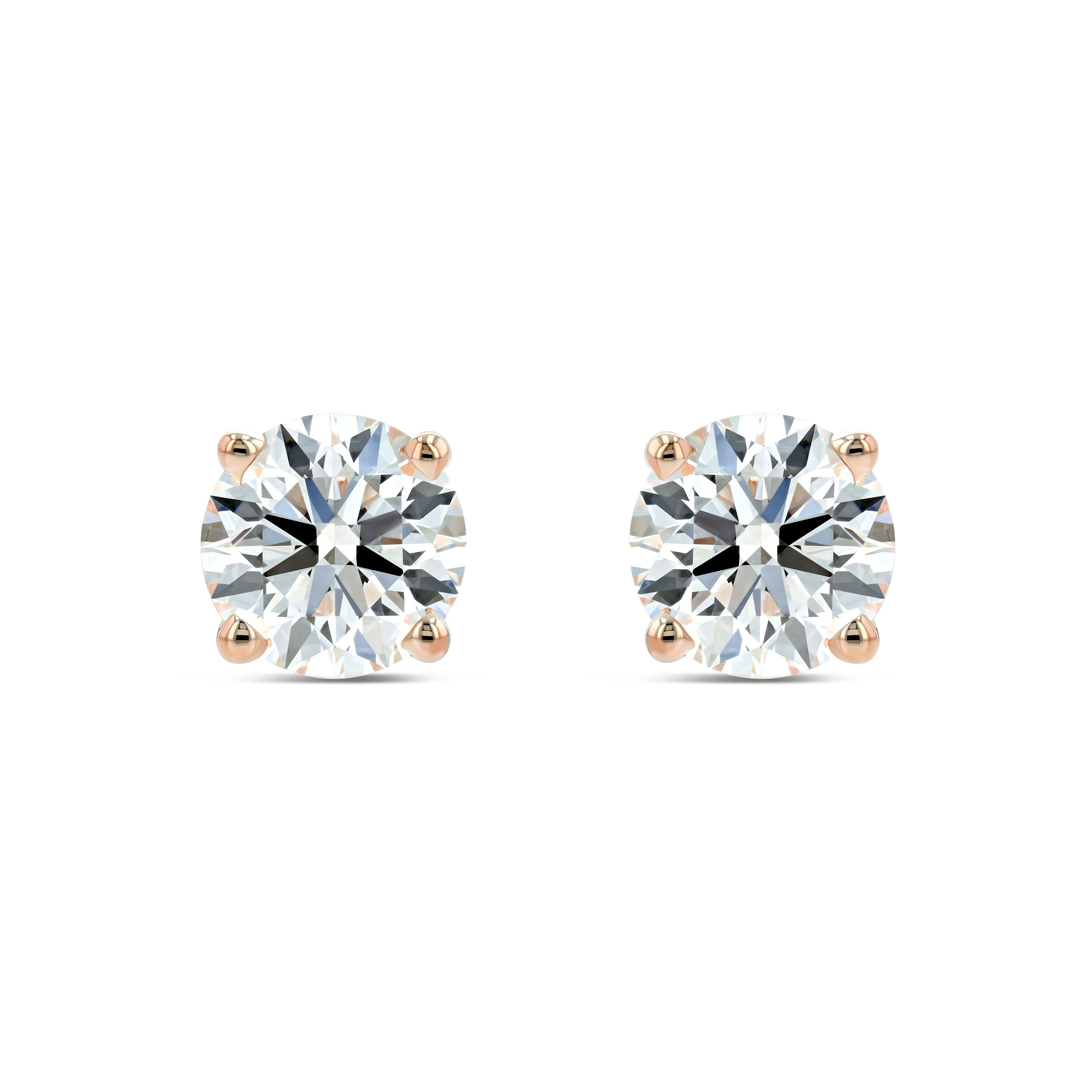 14k Rose Gold 4-prong Round Diamond Stud Earrings 1/2ctw (4.0mm Ea), M-n Color, Si2-si3 Clarity