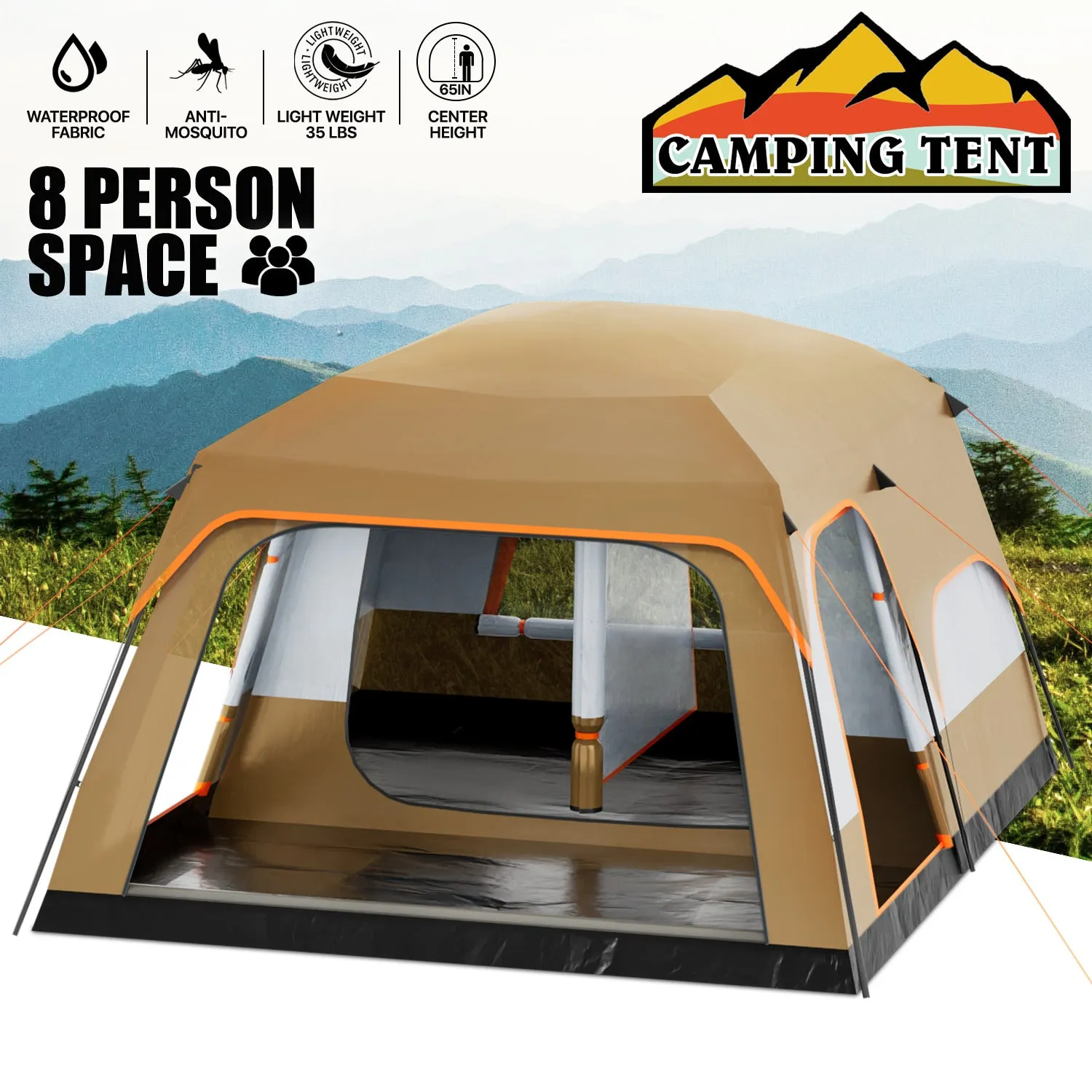 181'' Length Camping Tent - Detachable Room Divider