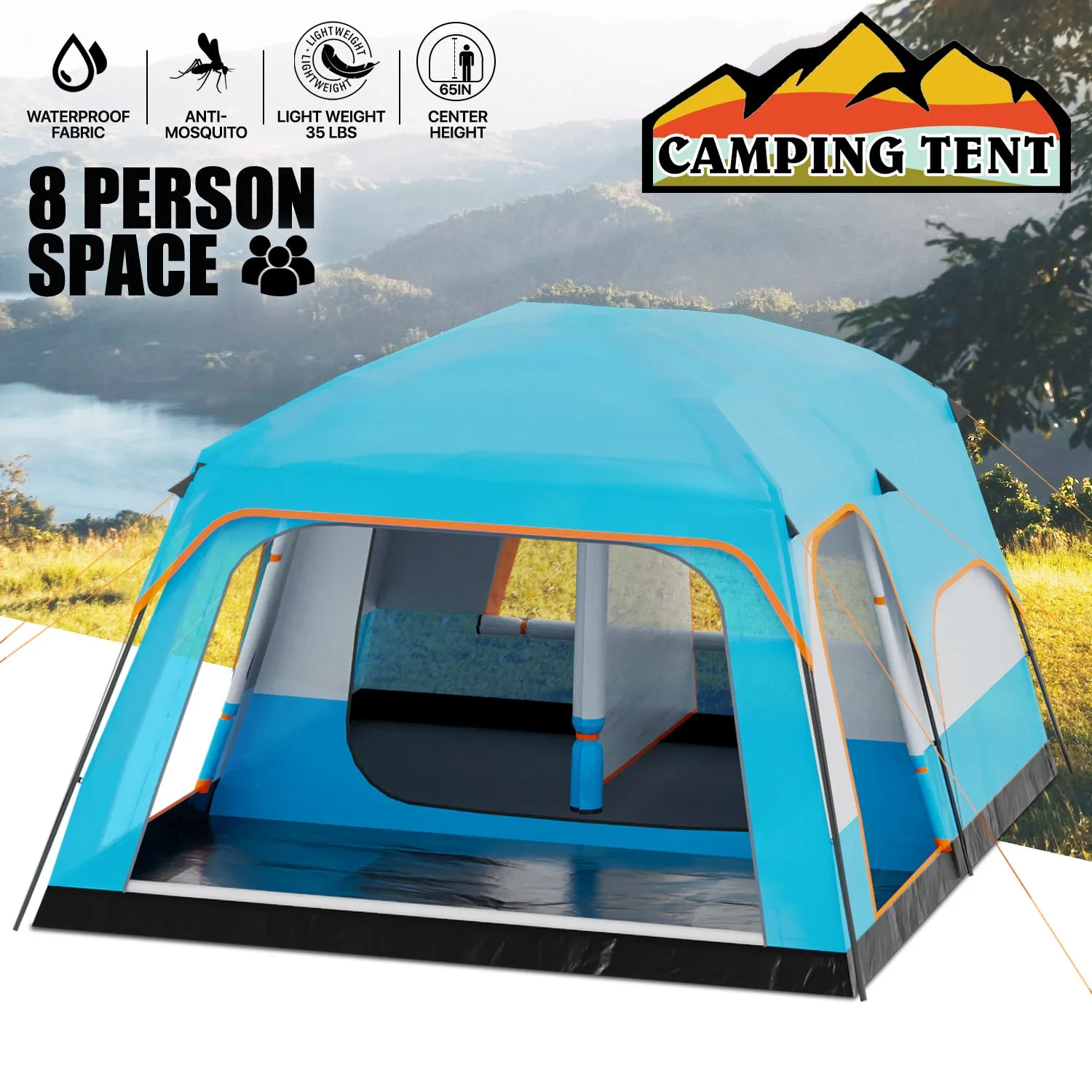 181'' Length Camping Tent - Detachable Room Divider