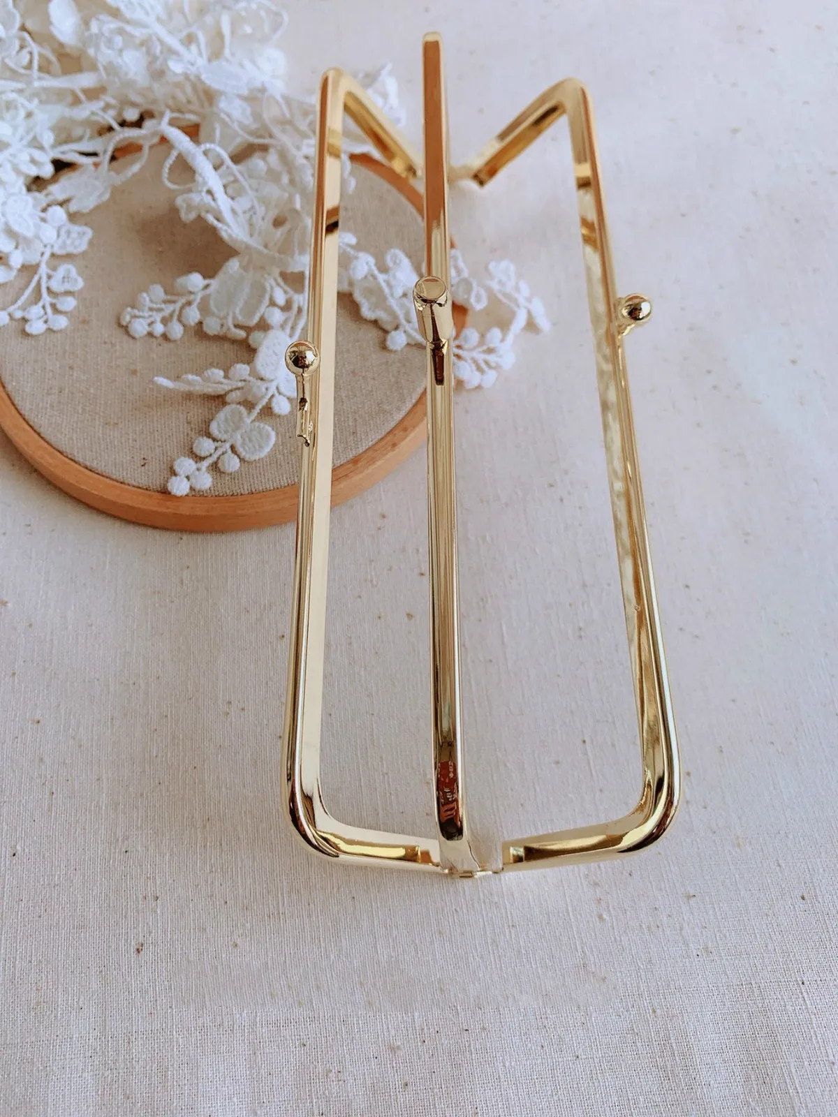 18cm Gold Purse Frame Two Bag Purse Frame Glue-In Style 18 x 5cm