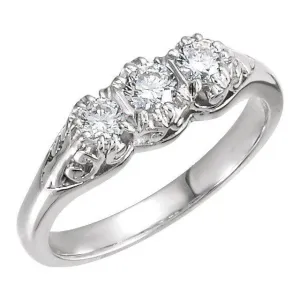 18K White Three-Stone Anniversary Band Mounting