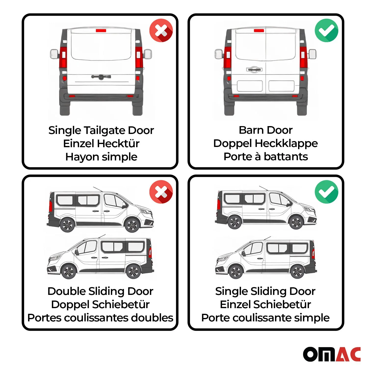 1992-2003 VW Eurovan Side Window Curtain 1x Sliding Door 1x Barn Door 1x