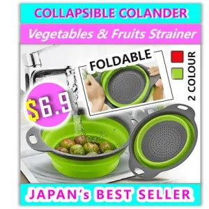 2 Pcs Collapsible Foldable Colander Set Washing Drain Vegetables Fruits Basket Fruit Strainers