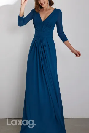 22955 - A-Line V-Neck Quarter Sleeves Cocktail Party Formal Evening Dress with Train