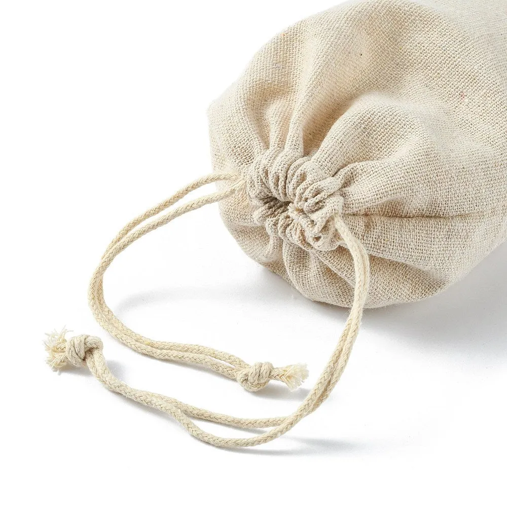 250 pc Cotton Packing Pouches Drawstring Bags, Gift Sachet Bags, Muslin Bag Reusable Tea Bag, Wheat, 17x12cm