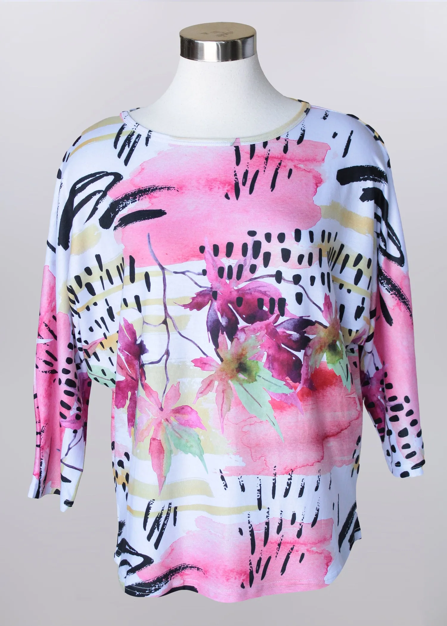 3/4 Dolman Sleeve Print Tee