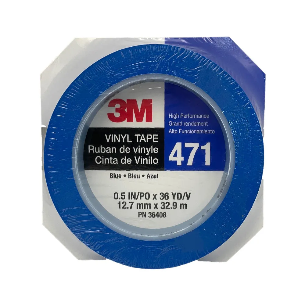 3M 36408 Fine Line Vinyl Tape 471 Blue 12mm X 33m x 4 Pack For Edge Painting