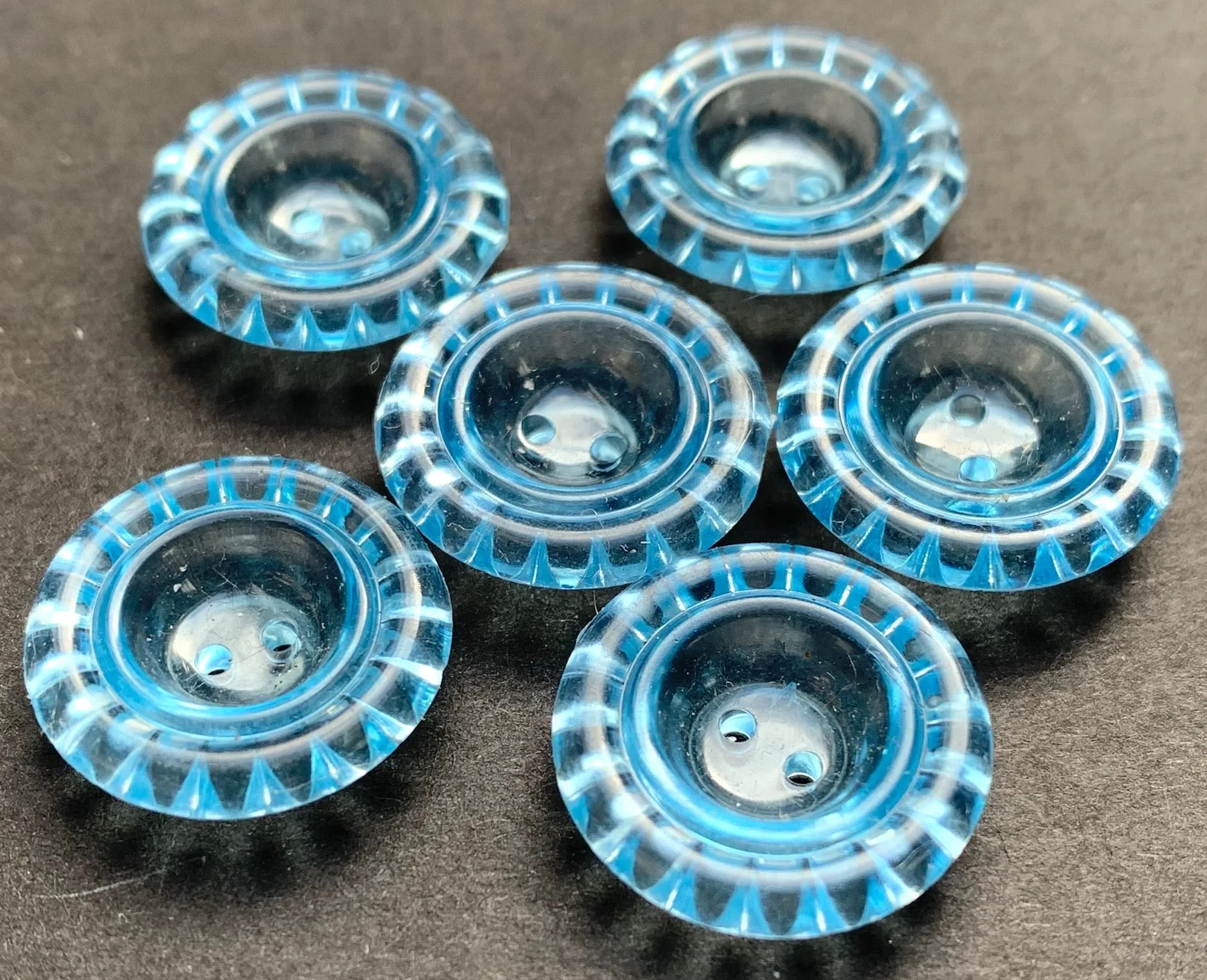 6 Glittering Icy Blue Vintage 1.7cm or 2cm  Buttons