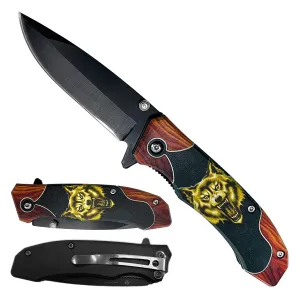 6.5" Pocket Knife ABS Wolf Print Handle