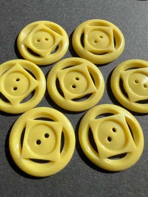 7 Mustard Yellow Vintage French 2.2cm Buttons