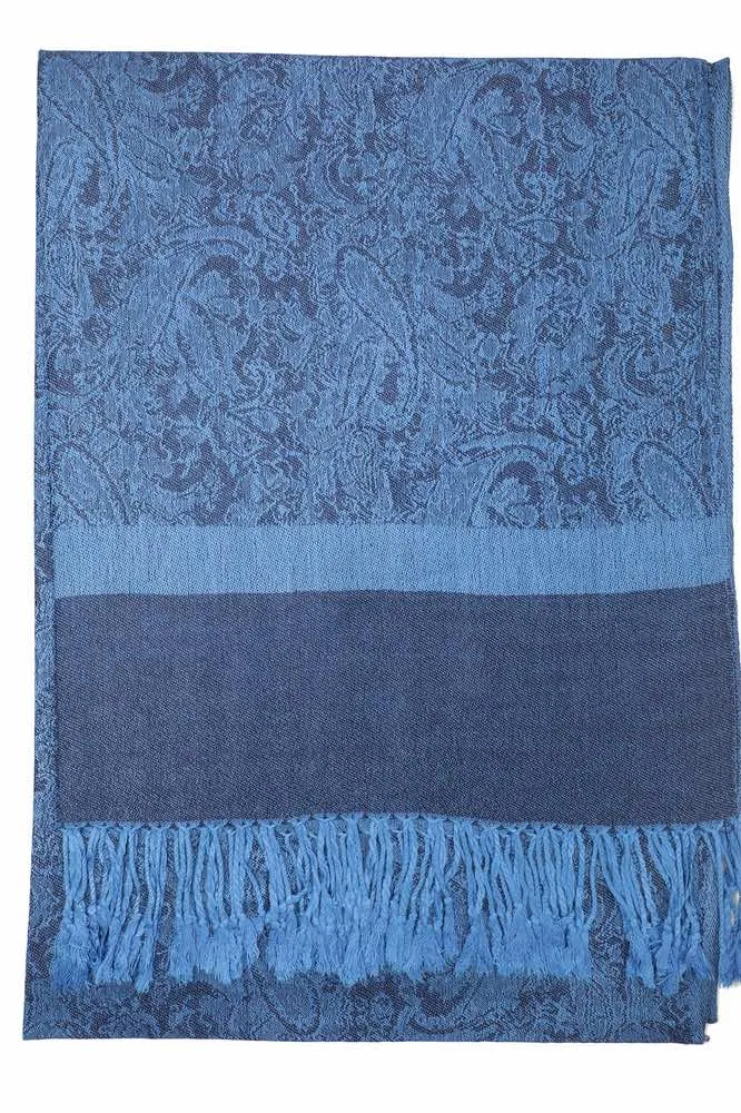 Achillea Dark Blue Jacquard Pashmina Scarf