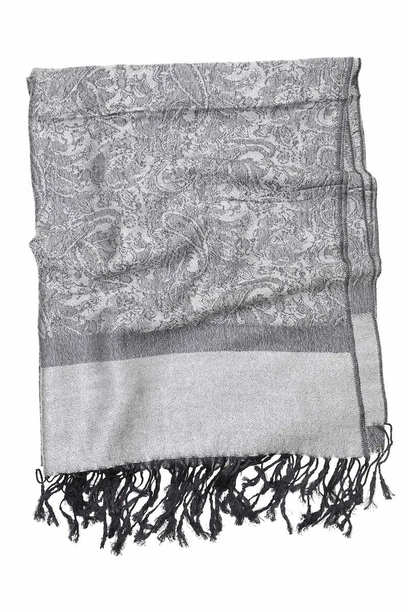 Achillea Dark Grey Jacquard Pashmina Scarf