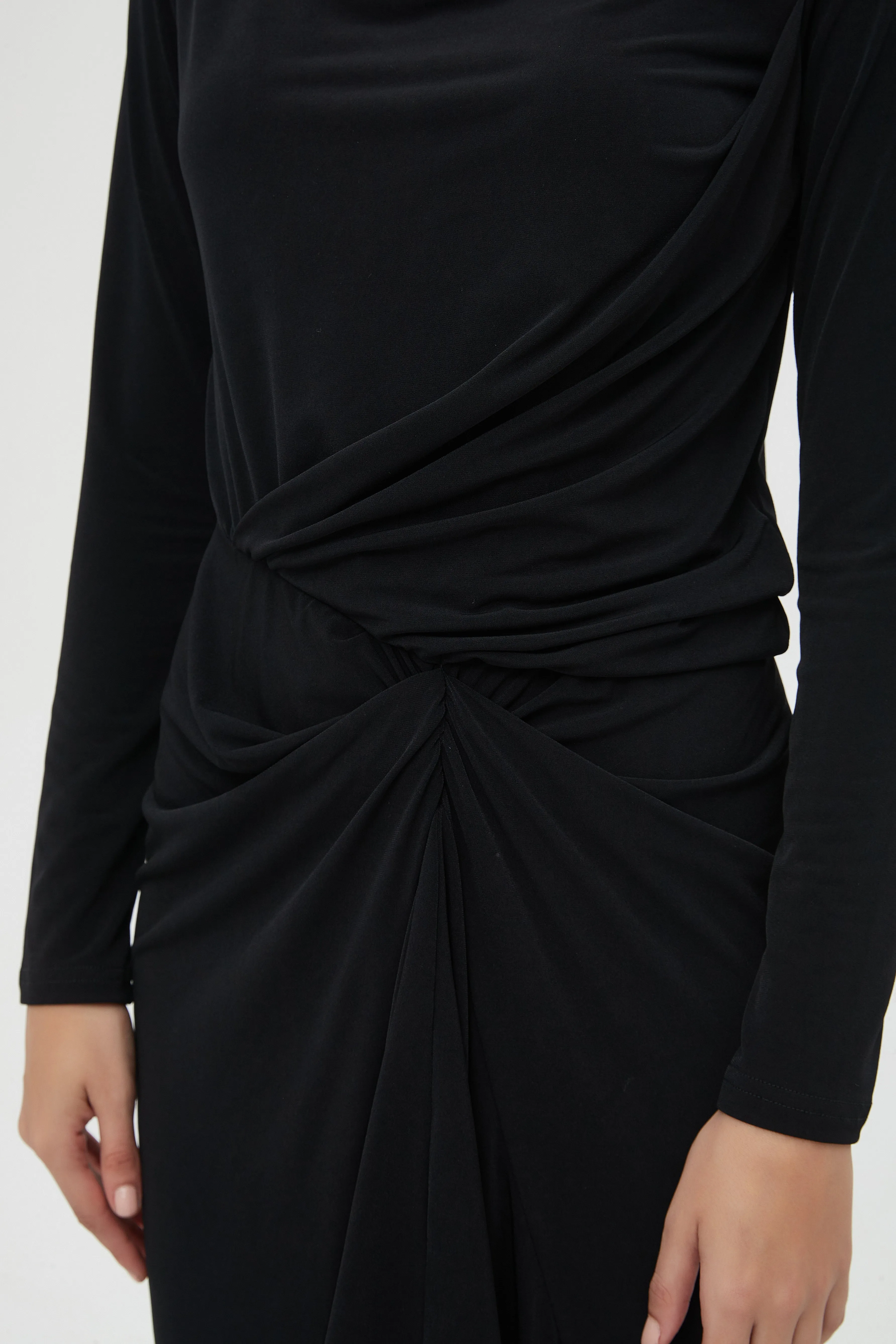 ALL OVER RUCHED DRESS byMM - BLACK