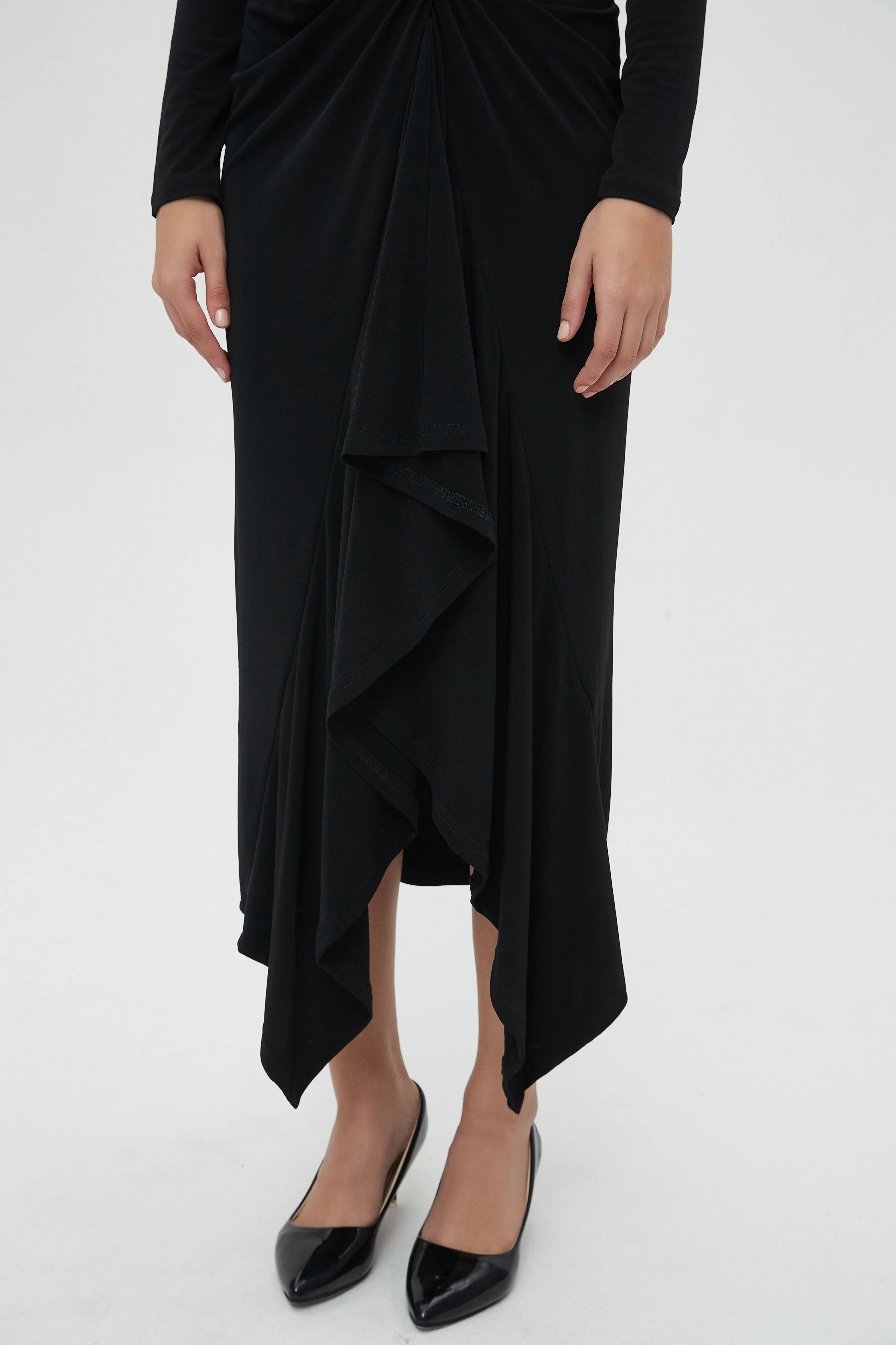 ALL OVER RUCHED DRESS byMM - BLACK