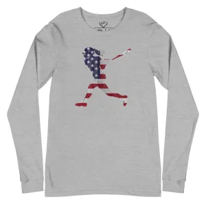 American Flag Softball Batter - Adult Long Sleeve