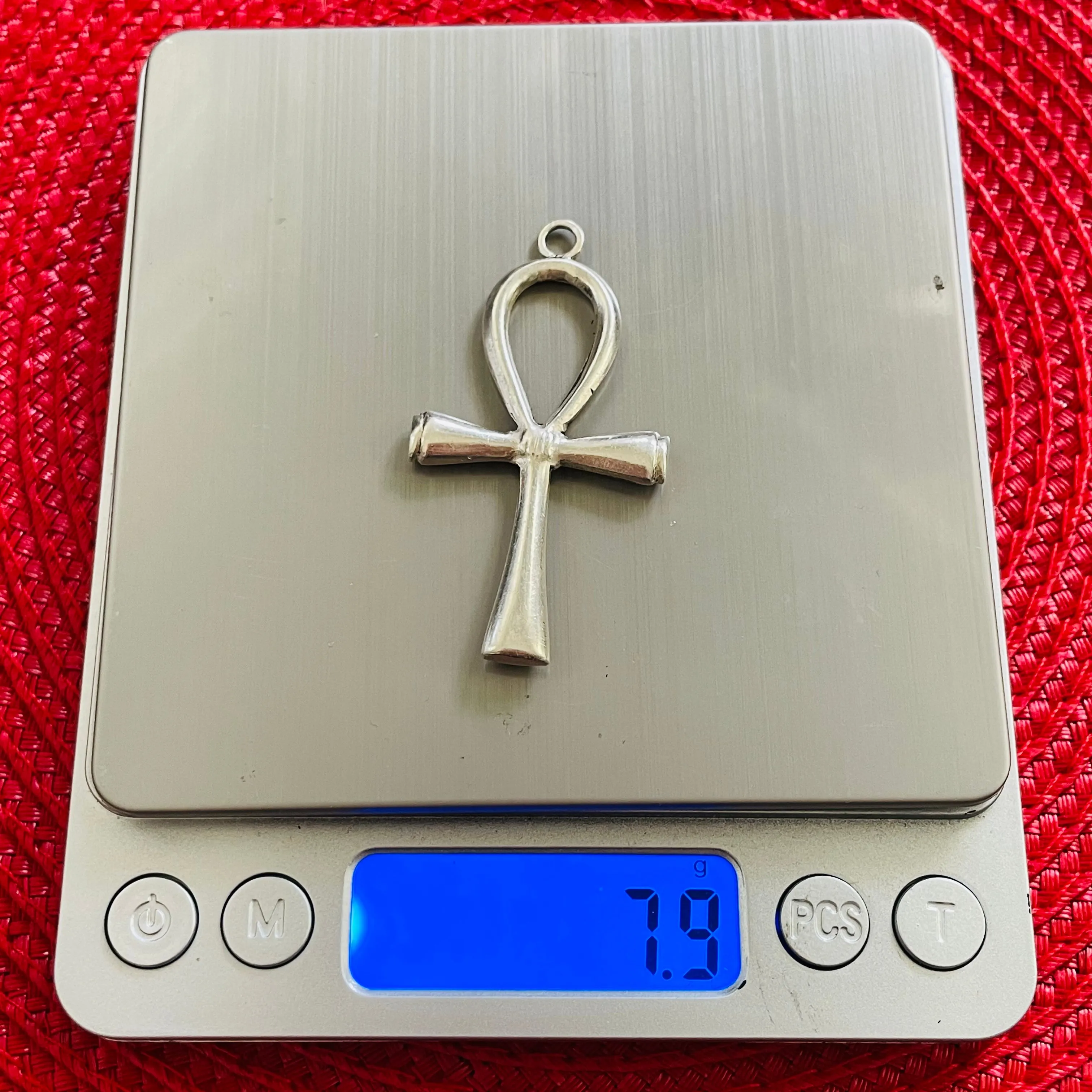 Ankh Ansate Egyptian Eternal Life Cross Sterling Silver Pendant Weighs 7.9g