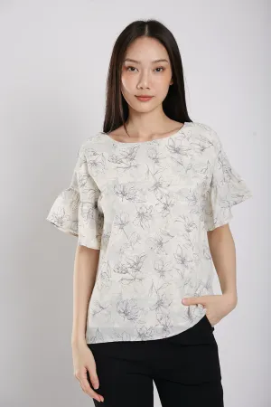 Ayumi Blouse in White Floral Prints