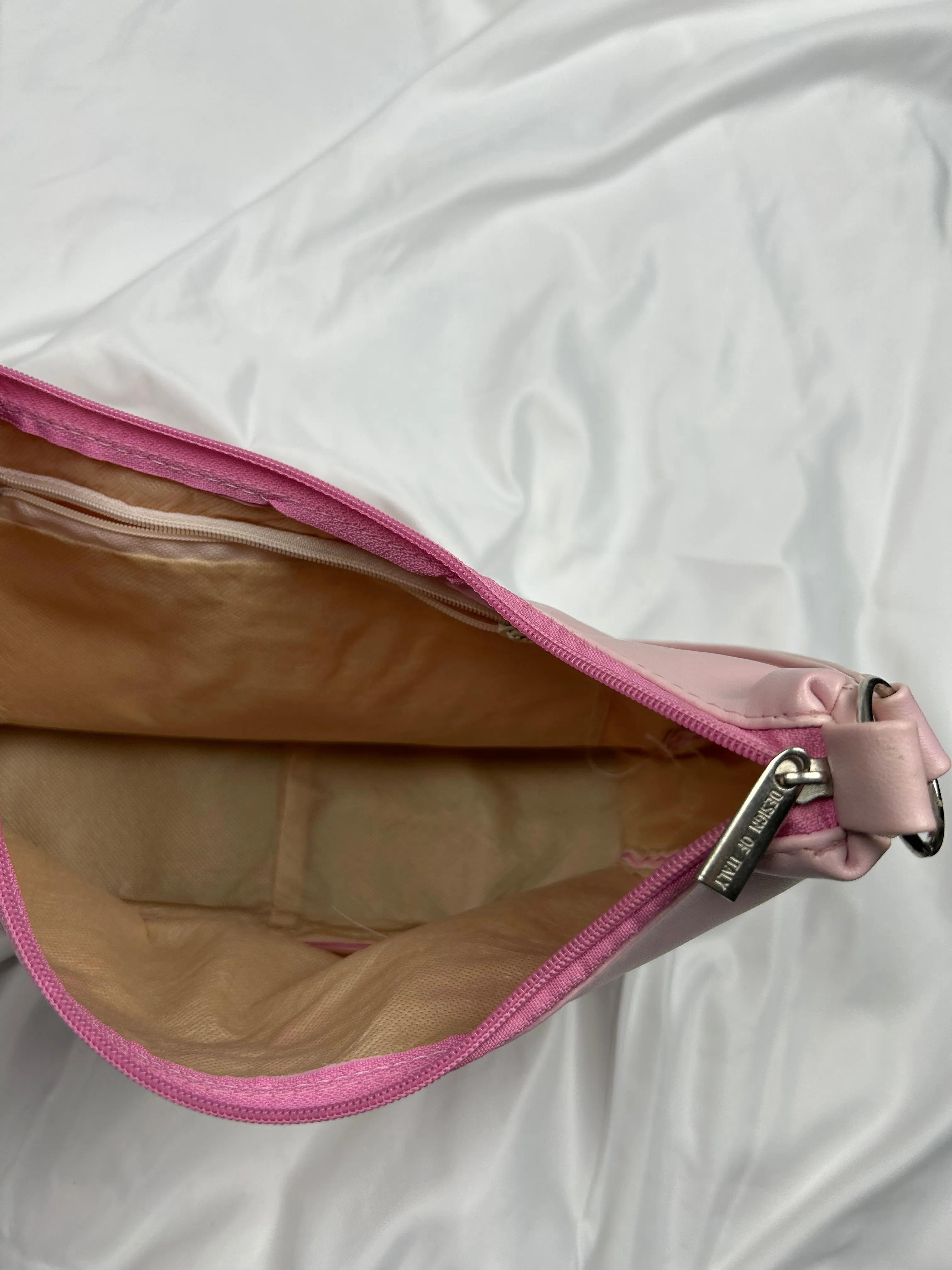 Baby pink pvc leather small besace shoulder bag