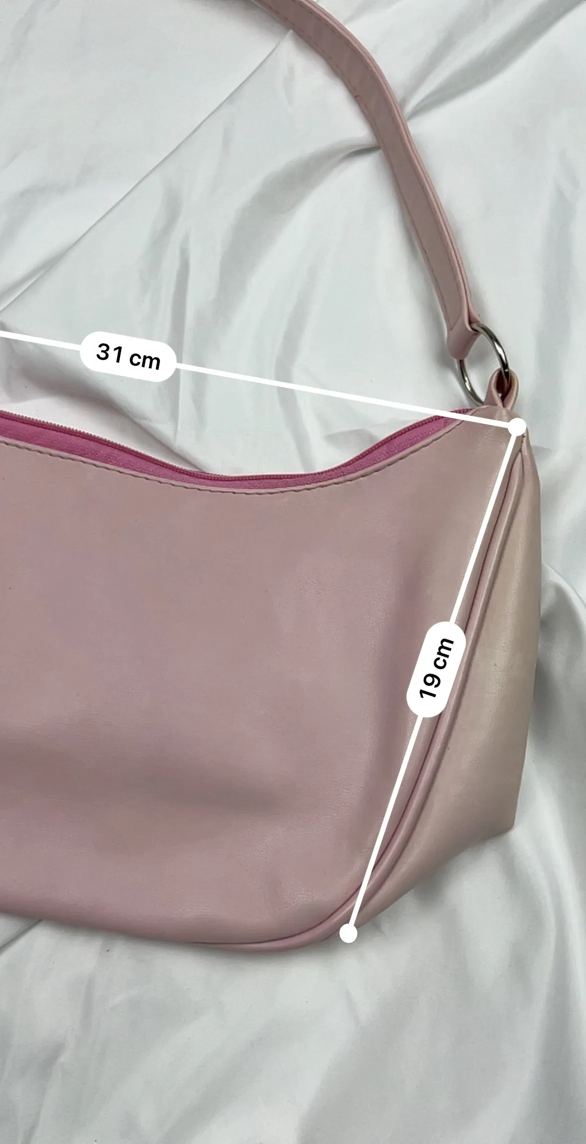 Baby pink pvc leather small besace shoulder bag