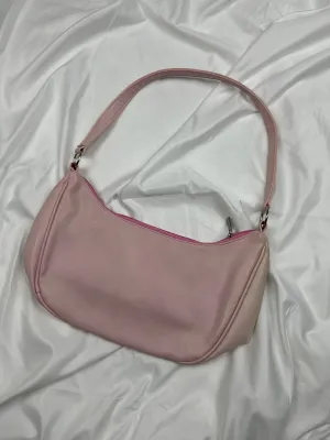 Baby pink pvc leather small besace shoulder bag