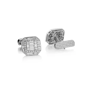 BAGUETTE & ROUND DIAMOND CUFFLINKS