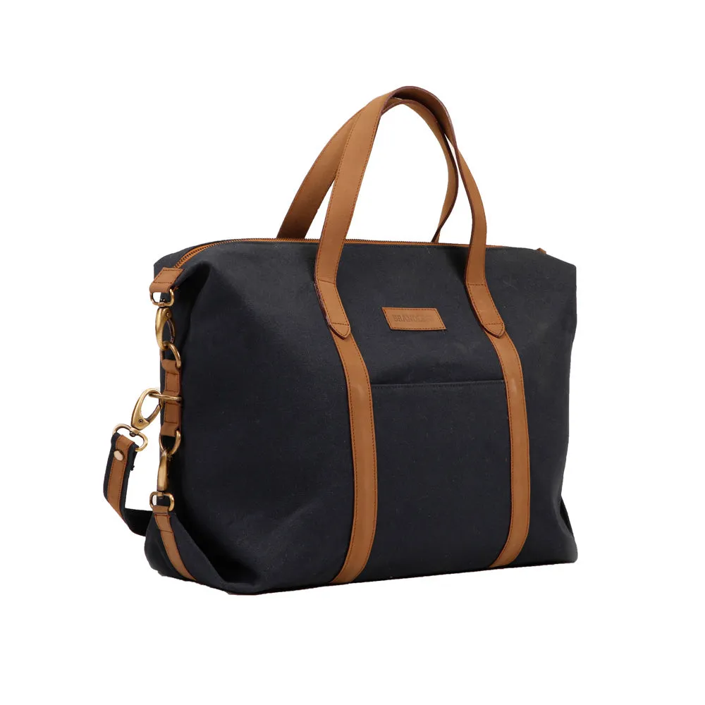 Baron Laptop Bag - Blue Canvas & Leather