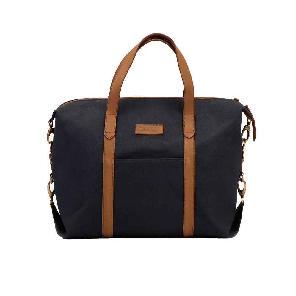 Baron Laptop Bag - Blue Canvas & Leather