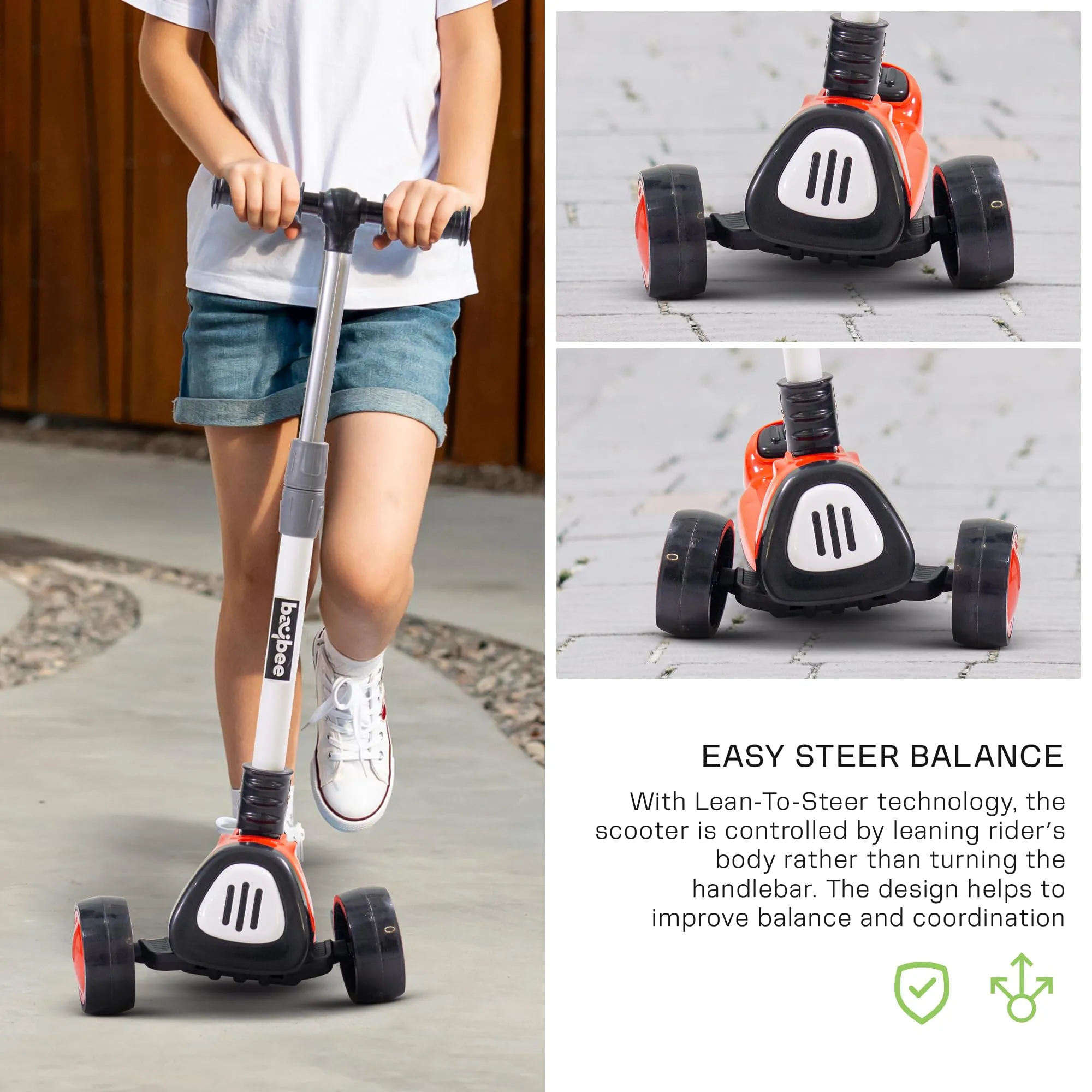 Baybee Dusty Kick Scooter for 3 Wheel Kids with Foldable & Height Adjustable Handle