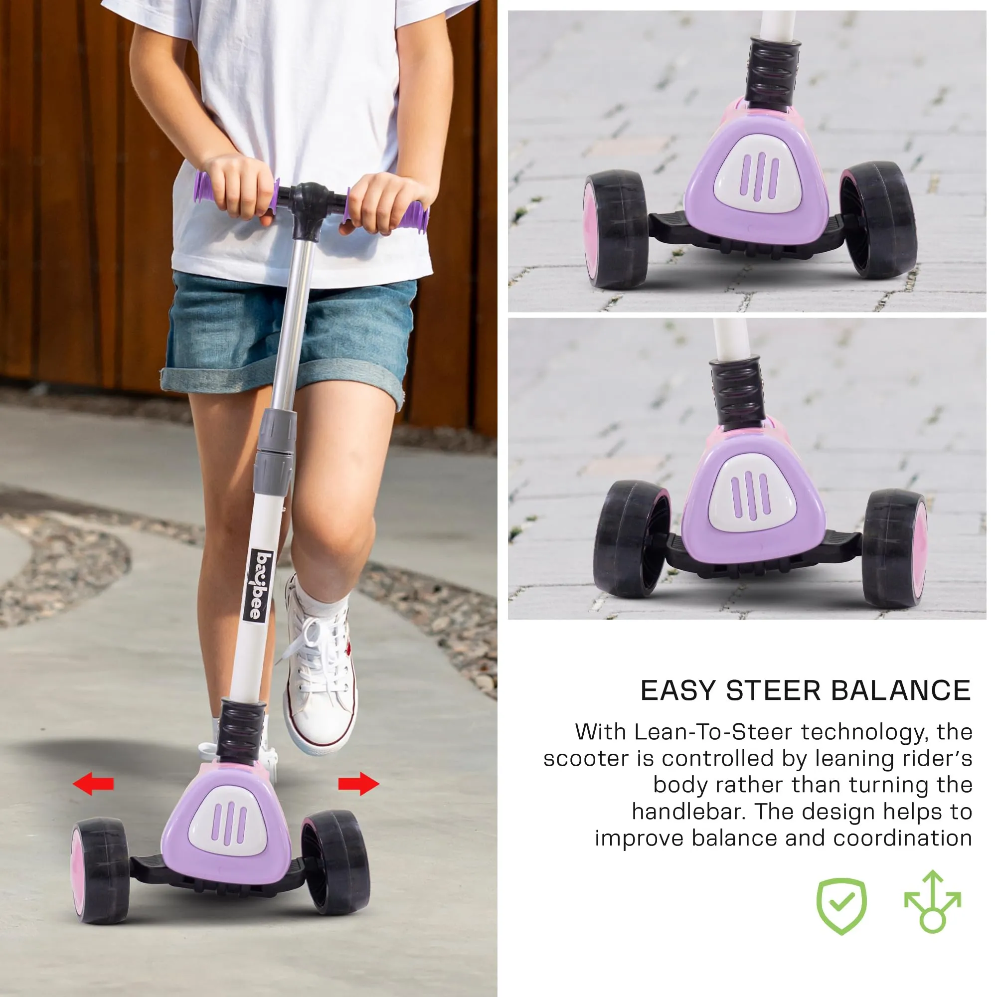 Baybee Dusty Kick Scooter for 3 Wheel Kids with Foldable & Height Adjustable Handle