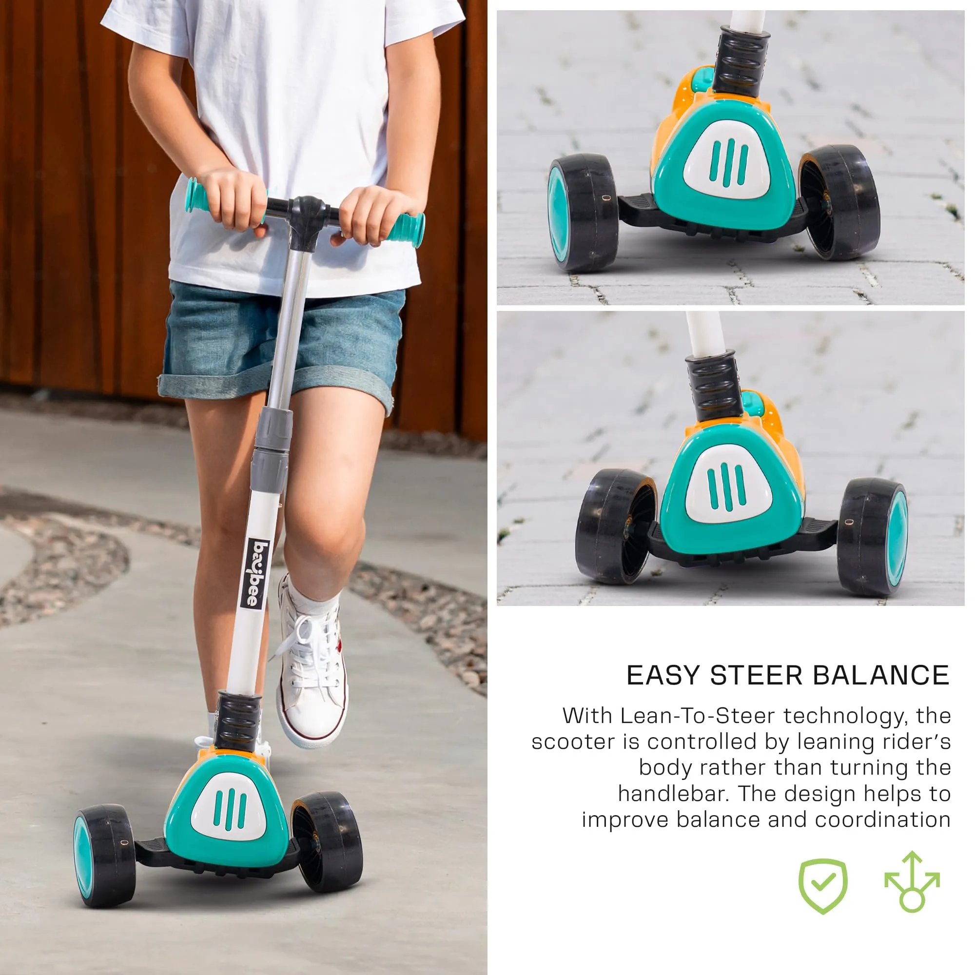 Baybee Dusty Kick Scooter for 3 Wheel Kids with Foldable & Height Adjustable Handle