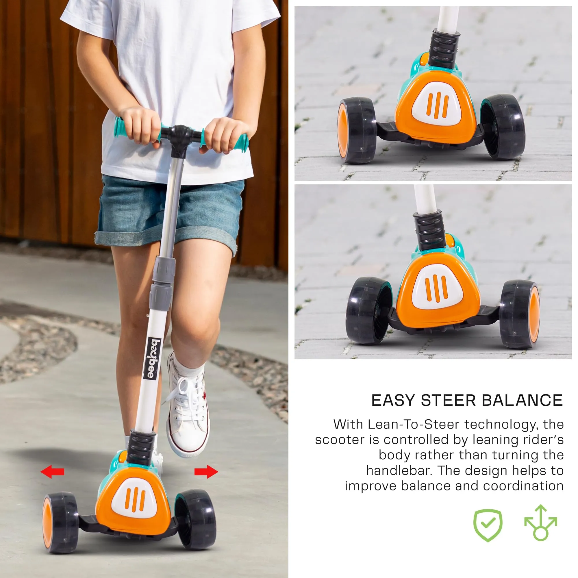 Baybee Dusty Kick Scooter for 3 Wheel Kids with Foldable & Height Adjustable Handle