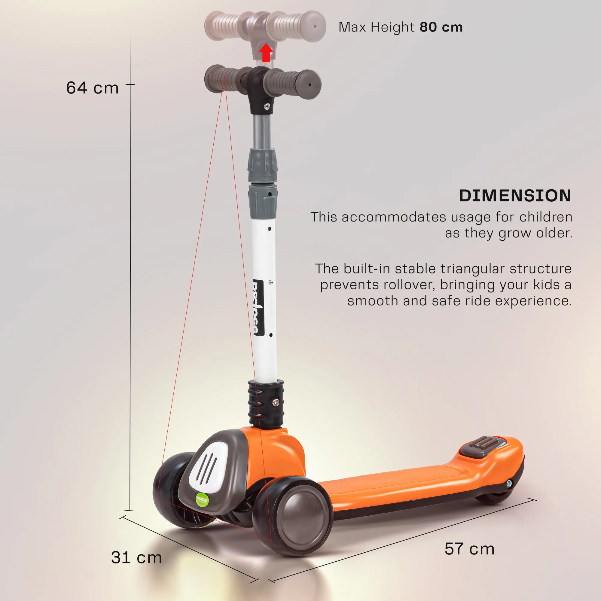 Baybee Dusty Kick Scooter for 3 Wheel Kids with Foldable & Height Adjustable Handle