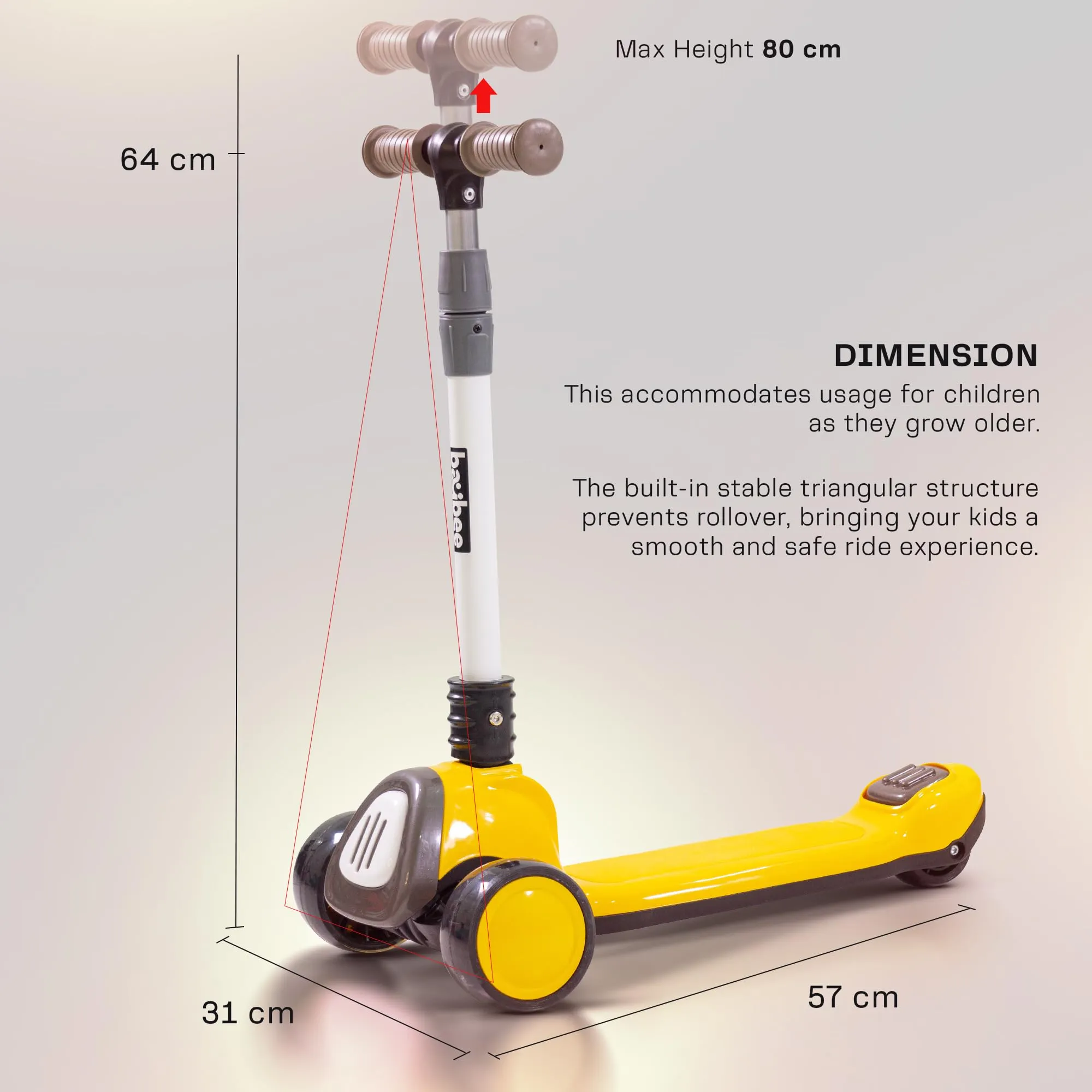 Baybee Dusty Kick Scooter for 3 Wheel Kids with Foldable & Height Adjustable Handle