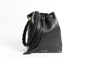 Black Full Grain Leather Bucket Bag