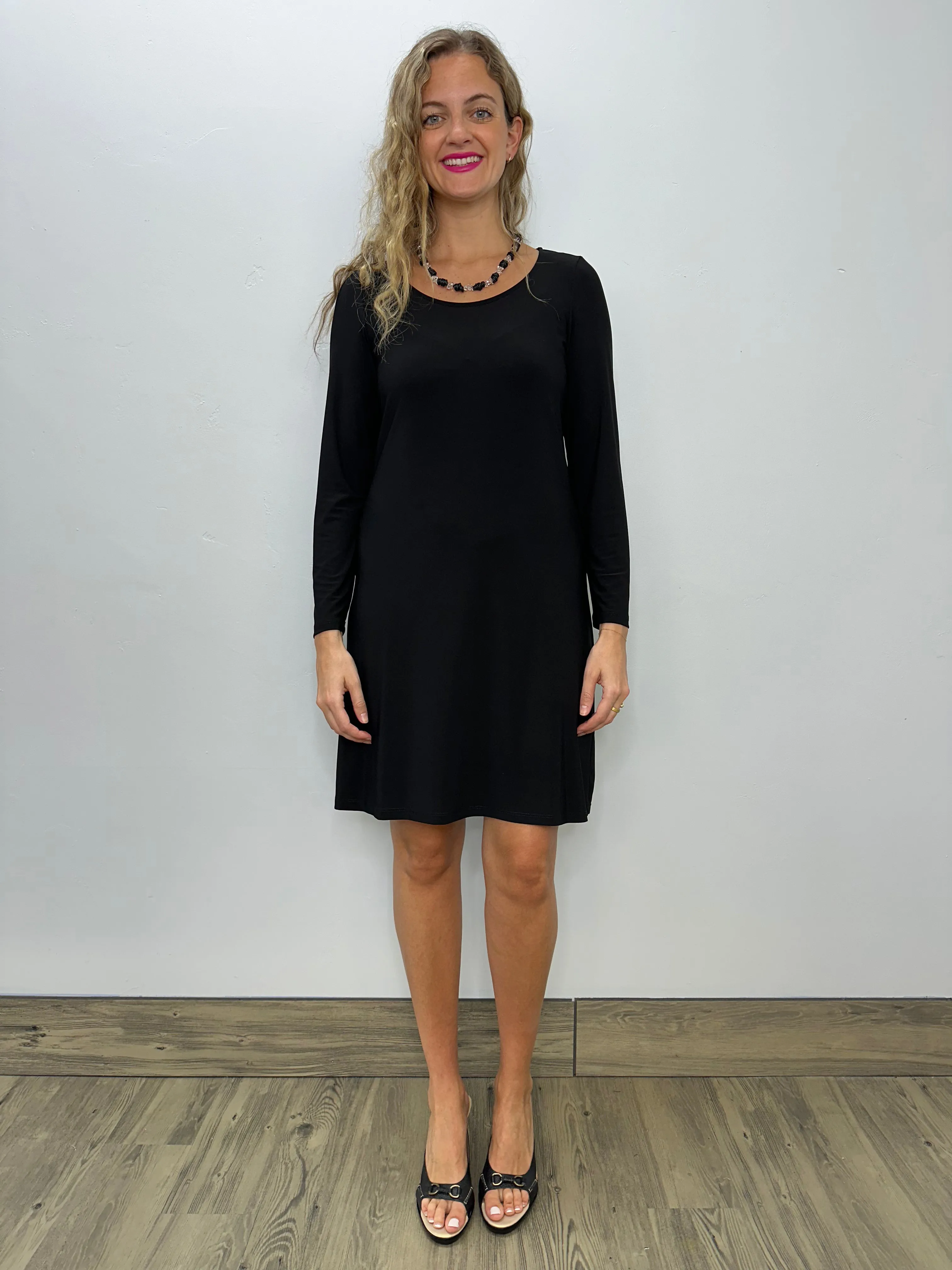 Black Long Sleeve Scoop Neck Dress