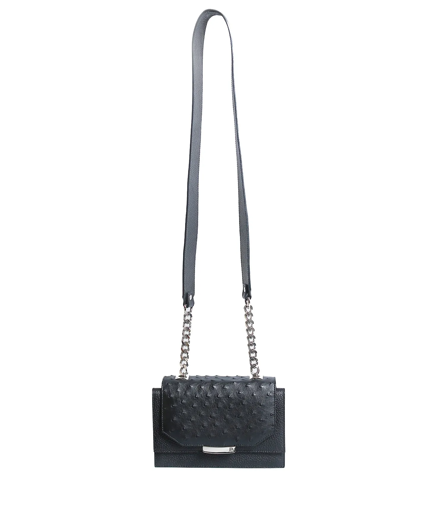 Black Ostrich Mini Jackie O Shoulder Bag