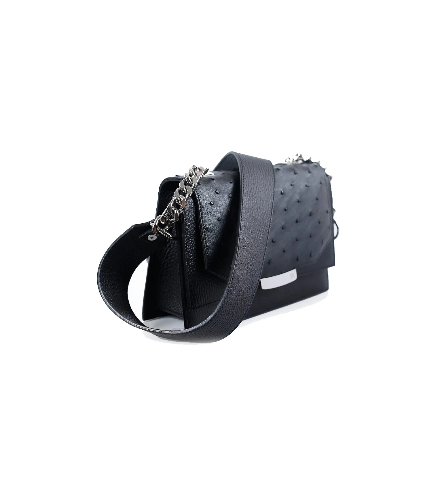 Black Ostrich Mini Jackie O Shoulder Bag