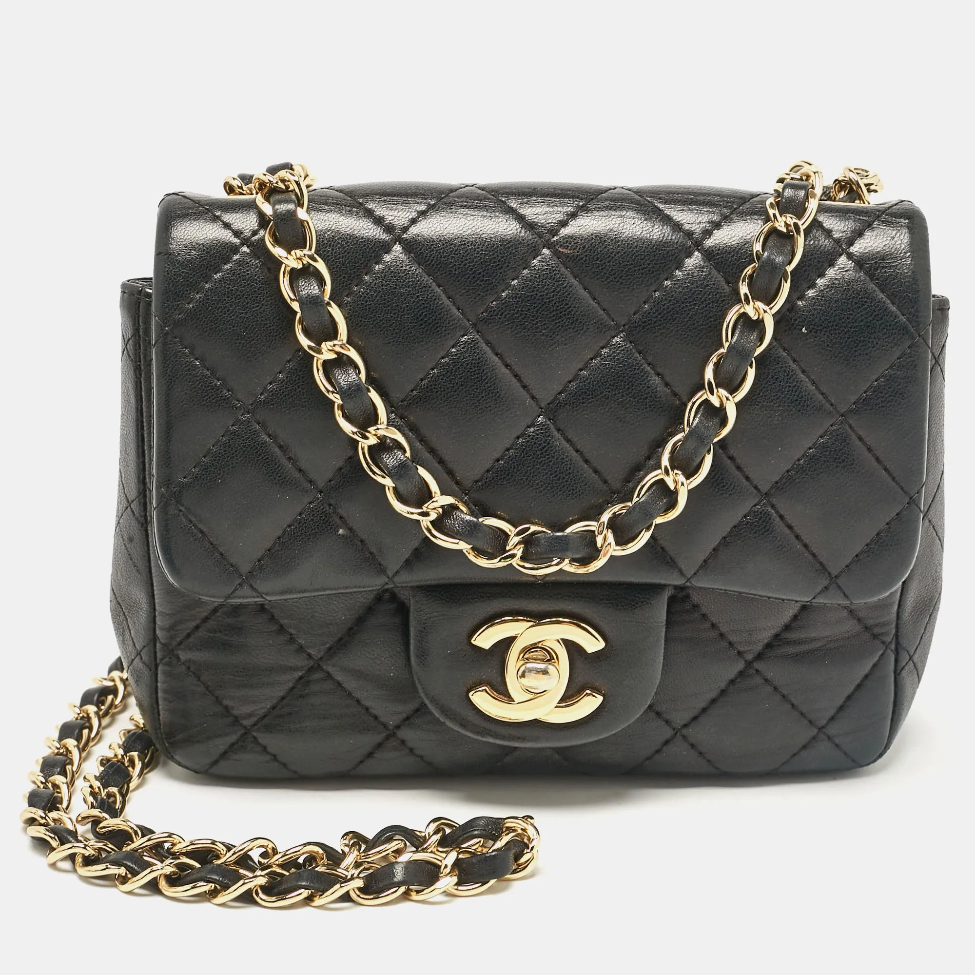 Black Quilted Leather Mini Classic Flap Bag