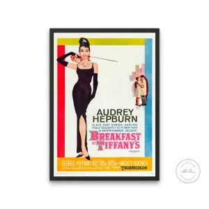 Breakfast At Tiffany'S Movie Poster PRINTABLE ART, Retro Vintage Movie Poster, Vintage Glam Decor, Audrey Hepburn Print, Old Hollywood