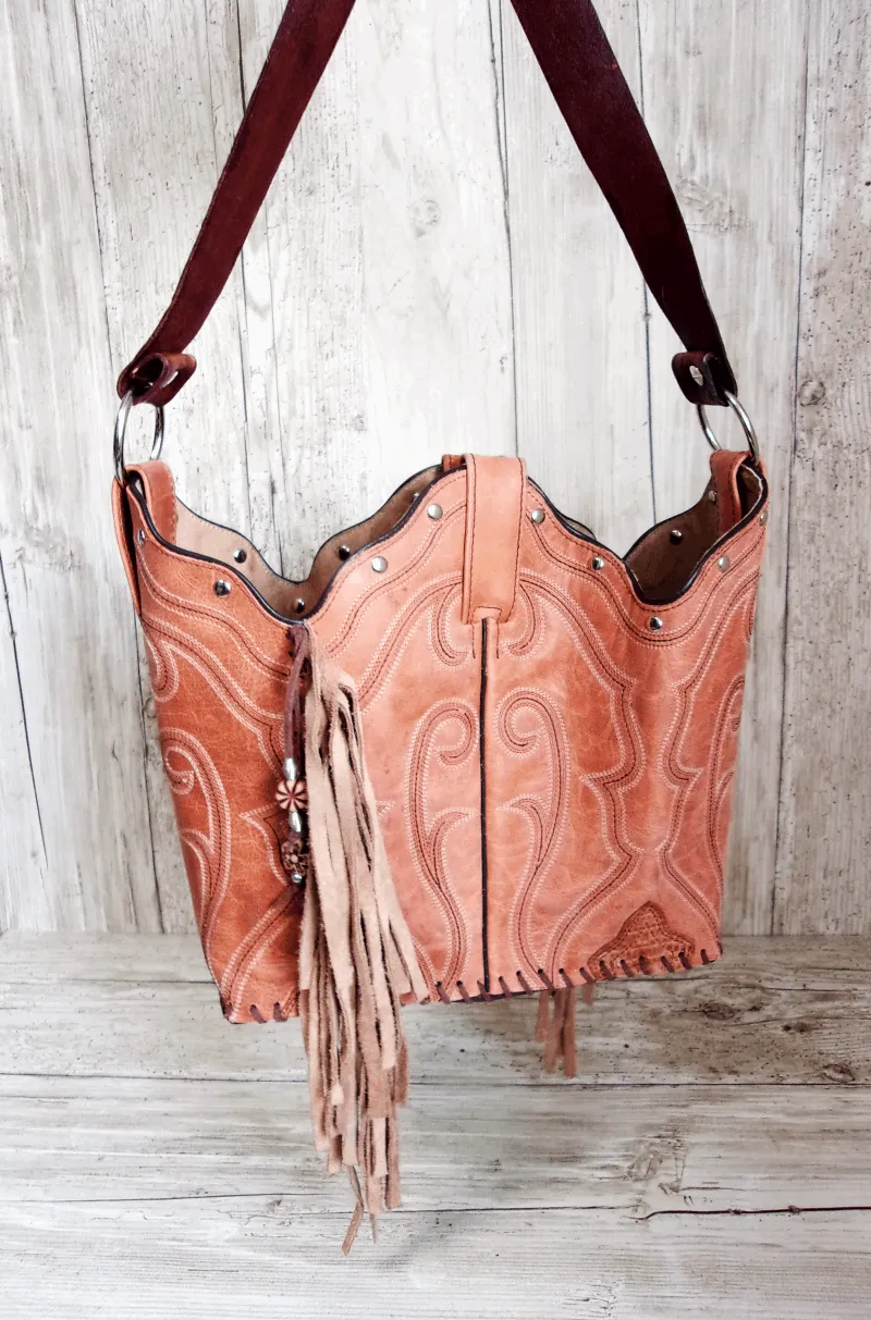 Bucket Bag Cowboy Boot Fringe Purse BK81